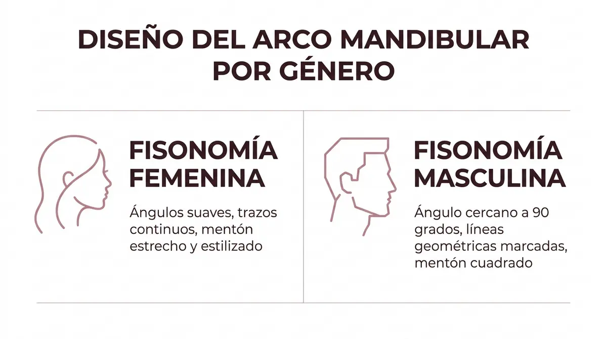 Tabla comparativa de los diseños de marcación mandibular según el sexo del paciente.
